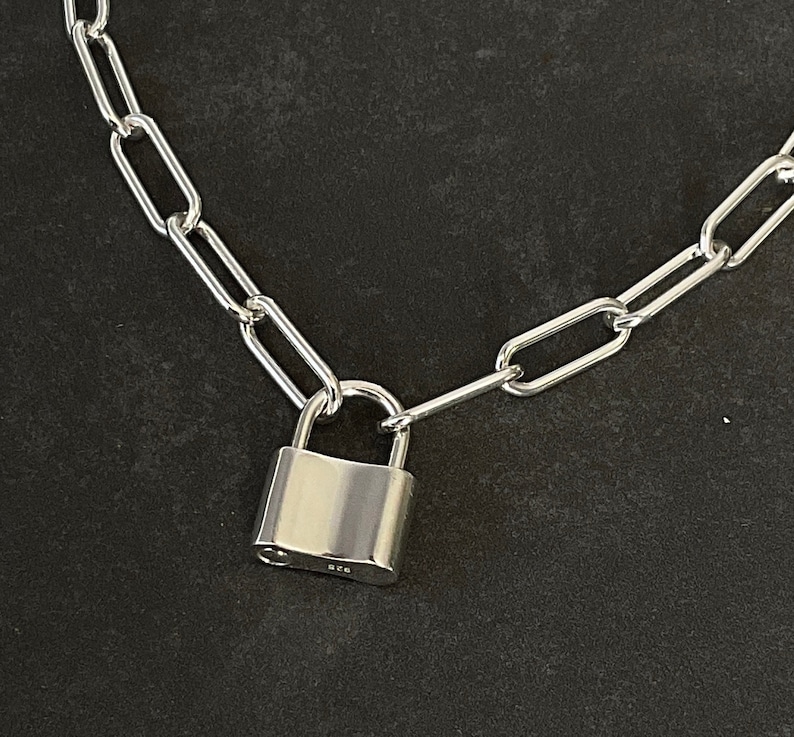Sterling silver chunky padlock necklace Clearance