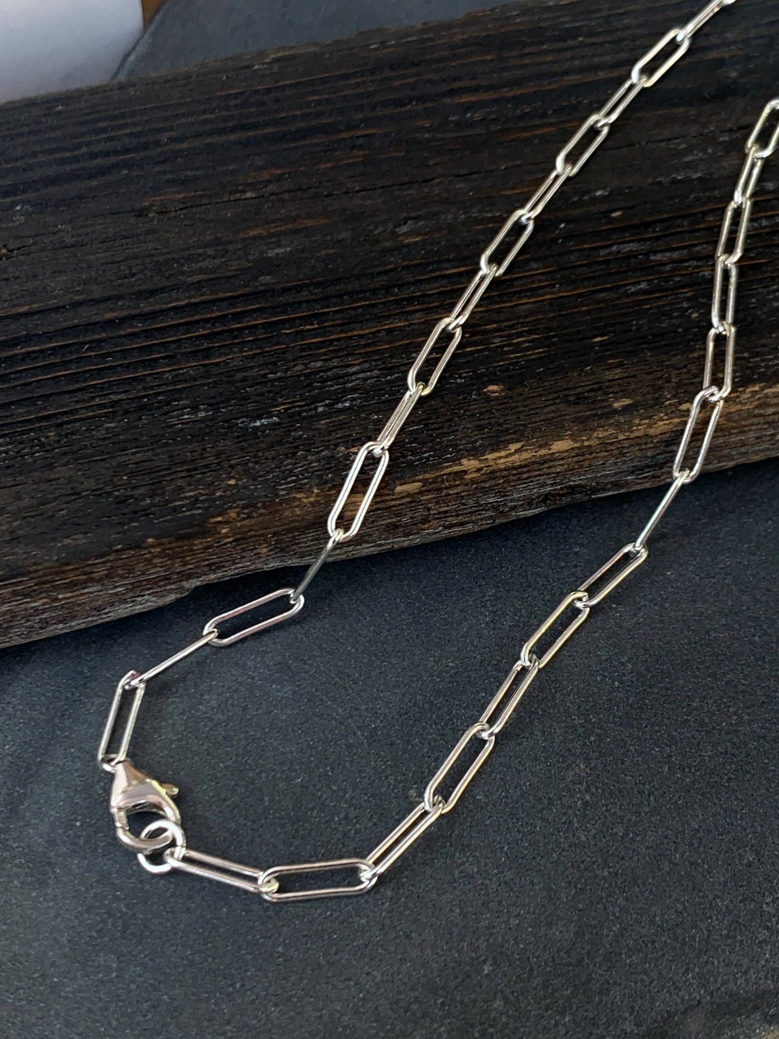 Solid Sterling Silver Necklace Large Paperclip Chain with Etsy
