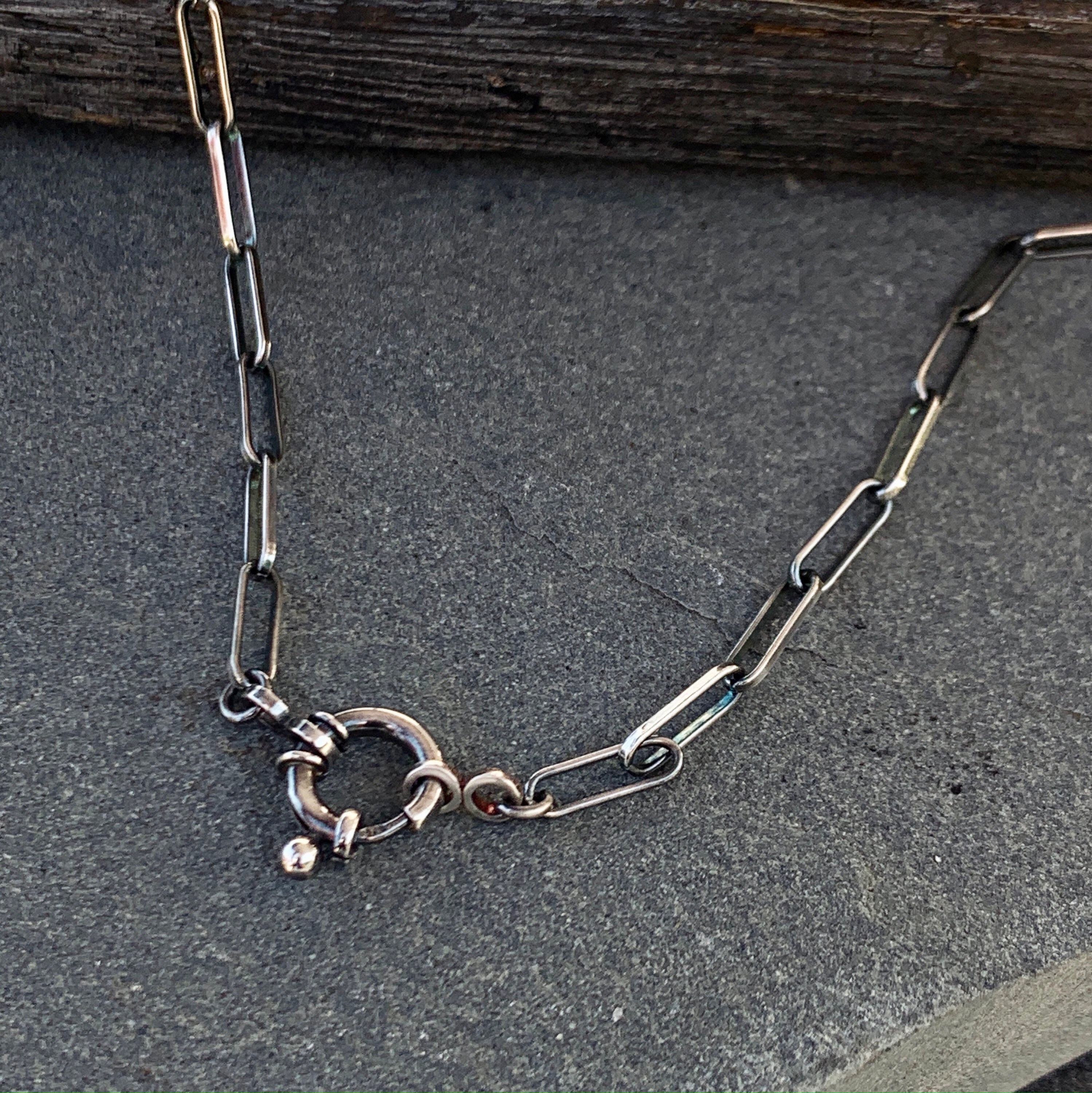 Solid Sterling Silver Necklace Large Paperclip Necklace Chain Etsy