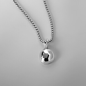 Solid 925 Sterling Silver Nugget Necklace Fidget Necklace on Sterling Silver Box Chain 1.25mm