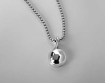 Solid 925 Sterling Silver Nugget Necklace Fidget Necklace on Sterling Silver Box Chain 1.25mm