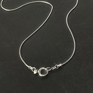 Sterling Silver Round Box Chain Necklace Dainty 1.25mm width Front Clasp Charm Clip Clasp | Silver Charm Holder Necklace