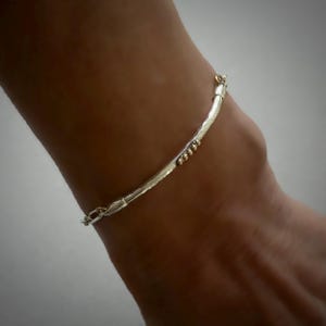 Sterling Silver Paperclip Bracelet with Hammered Bar and 14k Gold Filled Clasp image 2