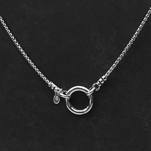 Sterling Silver Round Box Chain Necklace 1.8mm with Round Front Clasp Pendant Clip Charm Clip Front Circle Clasp