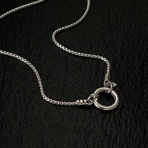 Solid 925 Sterling Silver Box Chain Necklace, 1.8mm with Round Front Clasp Pendant Clip Charm Clip Front Circle Clasp