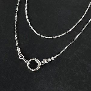 Sterling Silver Box Chain Necklace Dainty 1.25mm width Front Pendant Clip Charm Clip Clasp |  Charm Holder Necklace