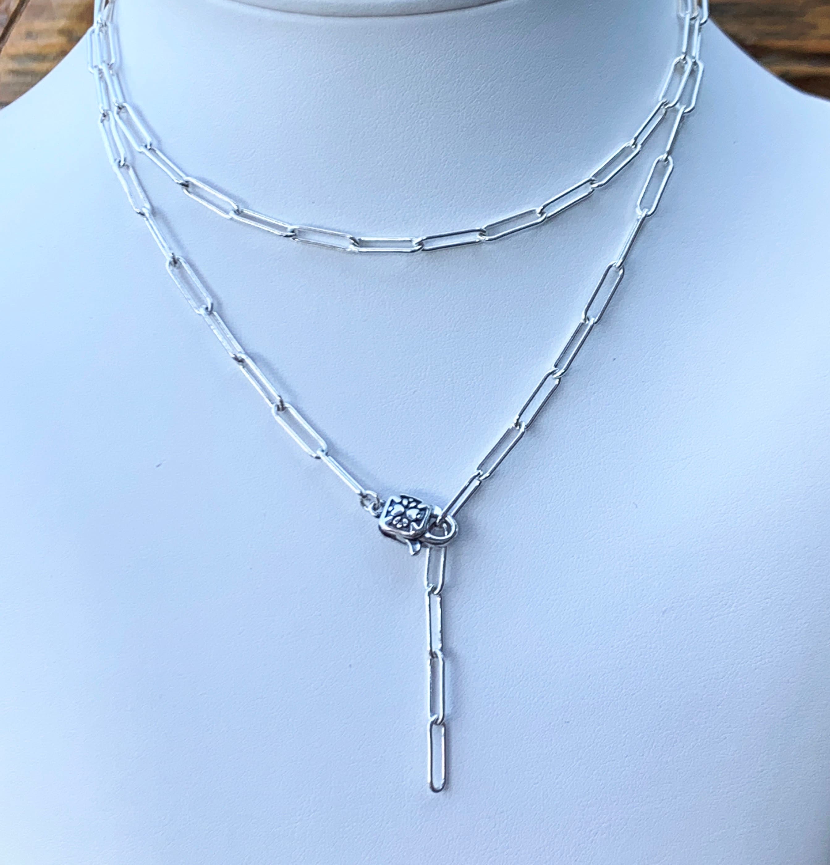Solid Sterling Silver Large Paperclip Necklace Chain with Etsy