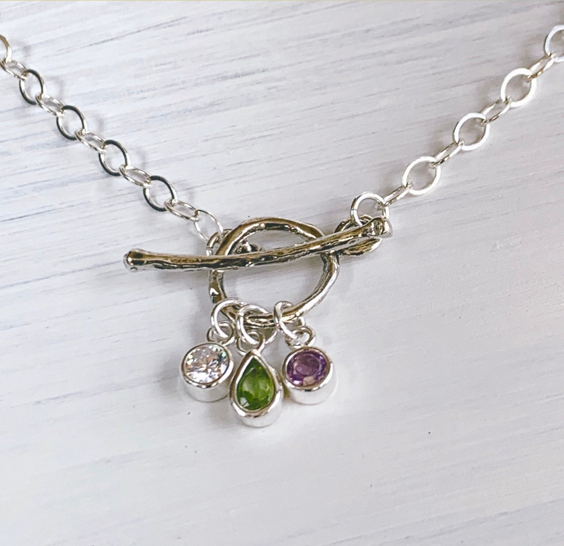 Solid Sterling Silver Necklace Toggle clasp front closure with Etsy