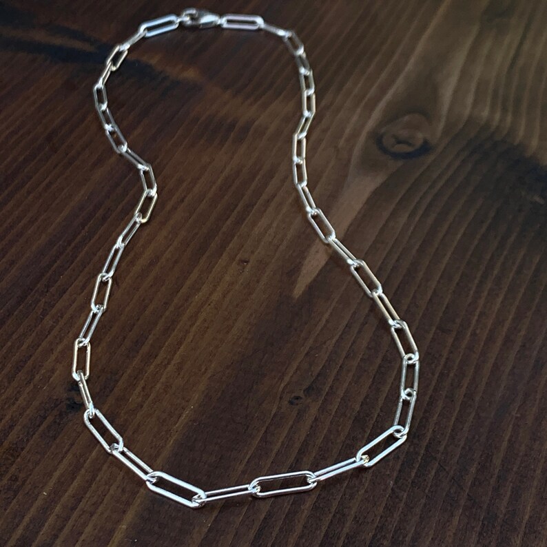 Solid Sterling Silver Necklace Large Paperclip Chain with Etsy