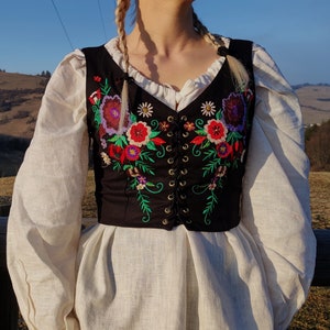 Linen folk vest | embroidered top | inspired by Goral Polish Slovak folk folklore |