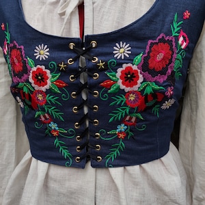 Linen folk vest | embroidered top | inspired by Goral Polish Slovak folk folklore | 9 Colors Availbe