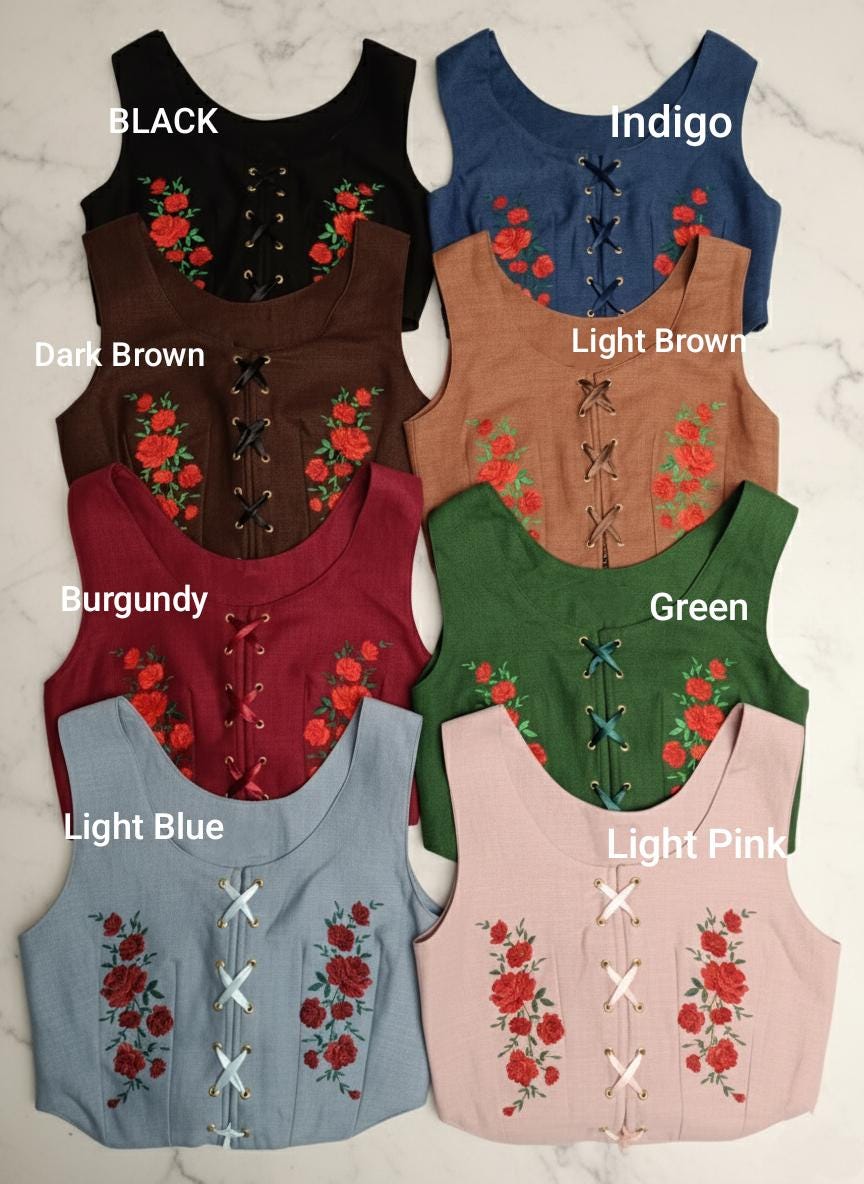 Linen Folk Vest, Embroidered Top, Inspired by Goral Polish Slovak