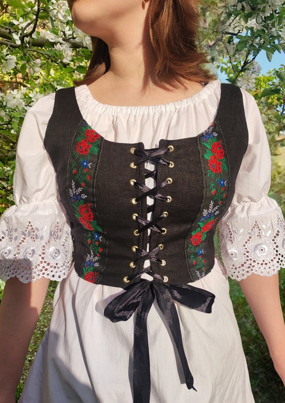 Linen Traditional Folk Corset | Cottagecore Vest | Slavic Inspired folk Vest | Linen vest | Crop top | Corset | Bodice |