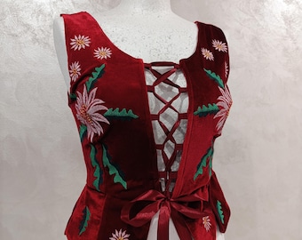 Corset folk en velours brodé | Gilet Goral slave