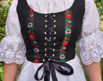Vintage Velvet Dirndl Corset Top, Austrian Folk Vest, Green Velvet  Embroidered Trachten Mieder, Bohemian Oktoberfest Bustier, Size 40 - Etsy  Canada