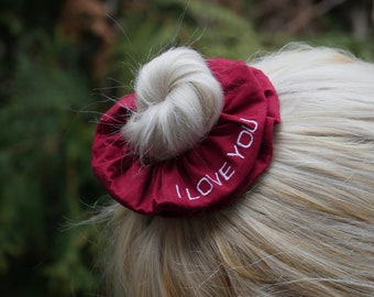 Personalized Hair Scrunchie with Embroidered Name or Text | Customized Hair Scrunchies | Hair Ties | Personalized hair scrunchies | Gift