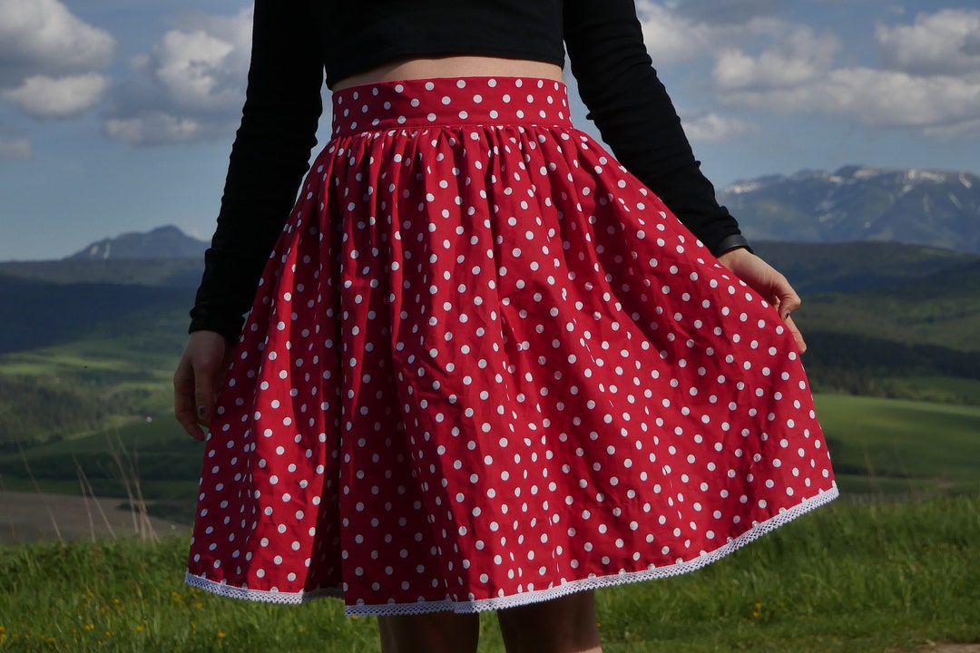 Red Polka Dot Skirt With Lace - Etsy