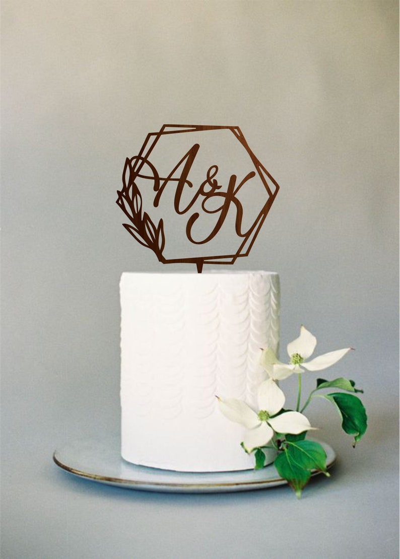 Hexagon cake topper Initials cake toppers for wedding Etsy Hexagon cake topper Initials cake toppers for wedding Etsy