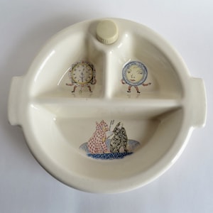 Baby Feeding Dish - Excello Baby Food Dish - Divided Baby Food Dish - Retro Divided Baby Food Warming Dish - 1940&#39;s Baby Food Warming Dish