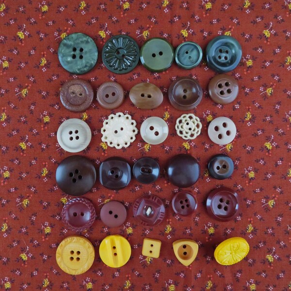 Autumn/Fall Buttons - Thanksgiving Buttons - 30 Buttons - Fall Colors Buttons - Assorted Sizes - Sewing/Crafting Buttons - Slow Stitch