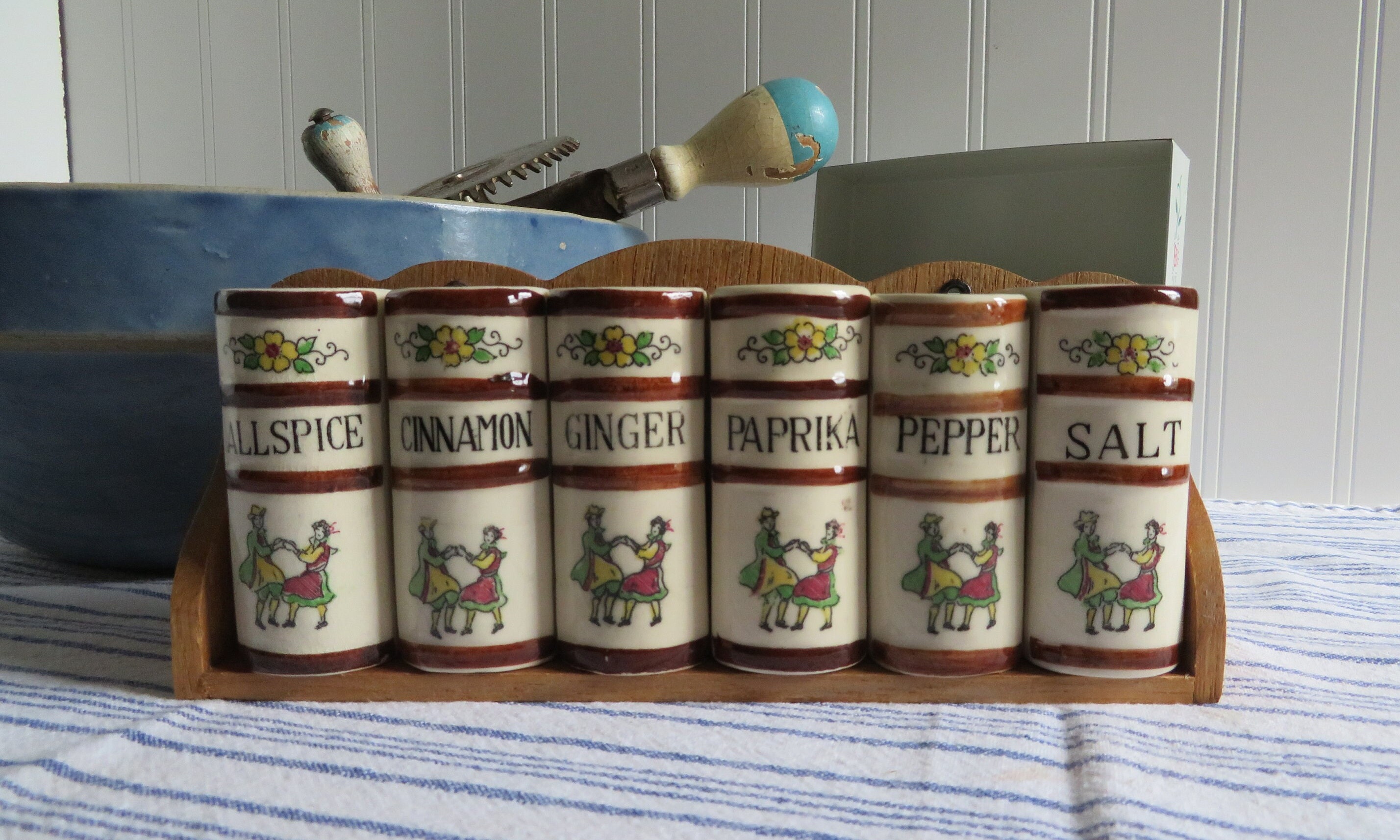 Vtg Rooster Salt, Pepper, Ginger, Allspice and Paprika Shakers Spice  Shakers Jap