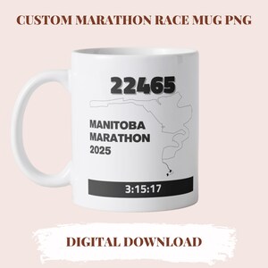 Aangepaste marathonmok, gepersonaliseerde racekaartmok, modern lopercadeau, 10K, 5K racekaartmok, vier je finish, digitale download
