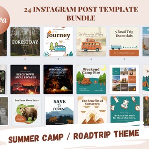 Travel Instagram Post Templates: Summer Camp & Road Trip (Canva)