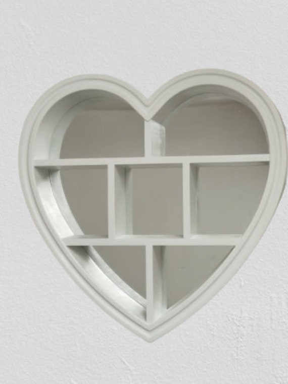 Heart Mirror Shelf 6 Compartments Bed Bathroom Heart Shape Wall Mirror Shelf 