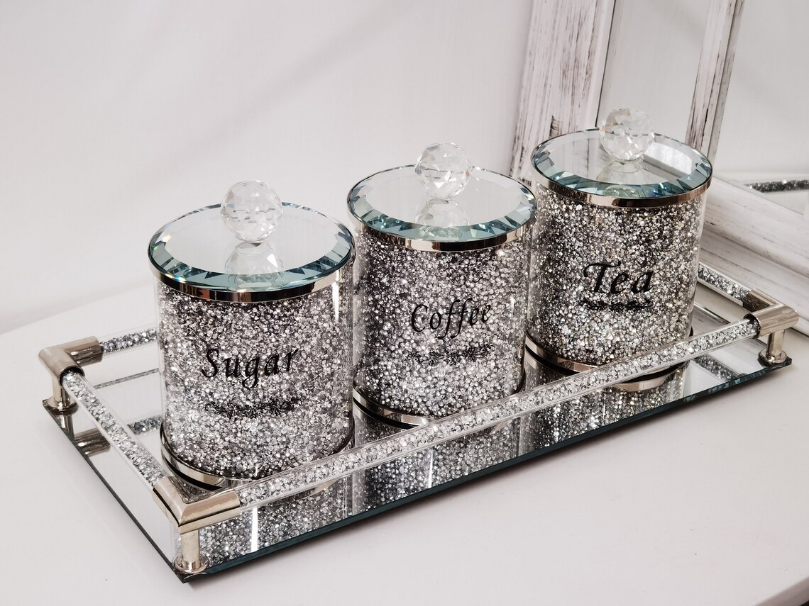 New Style Diamond Crushed Rod Mirrored Crystal Candle Tray Etsy