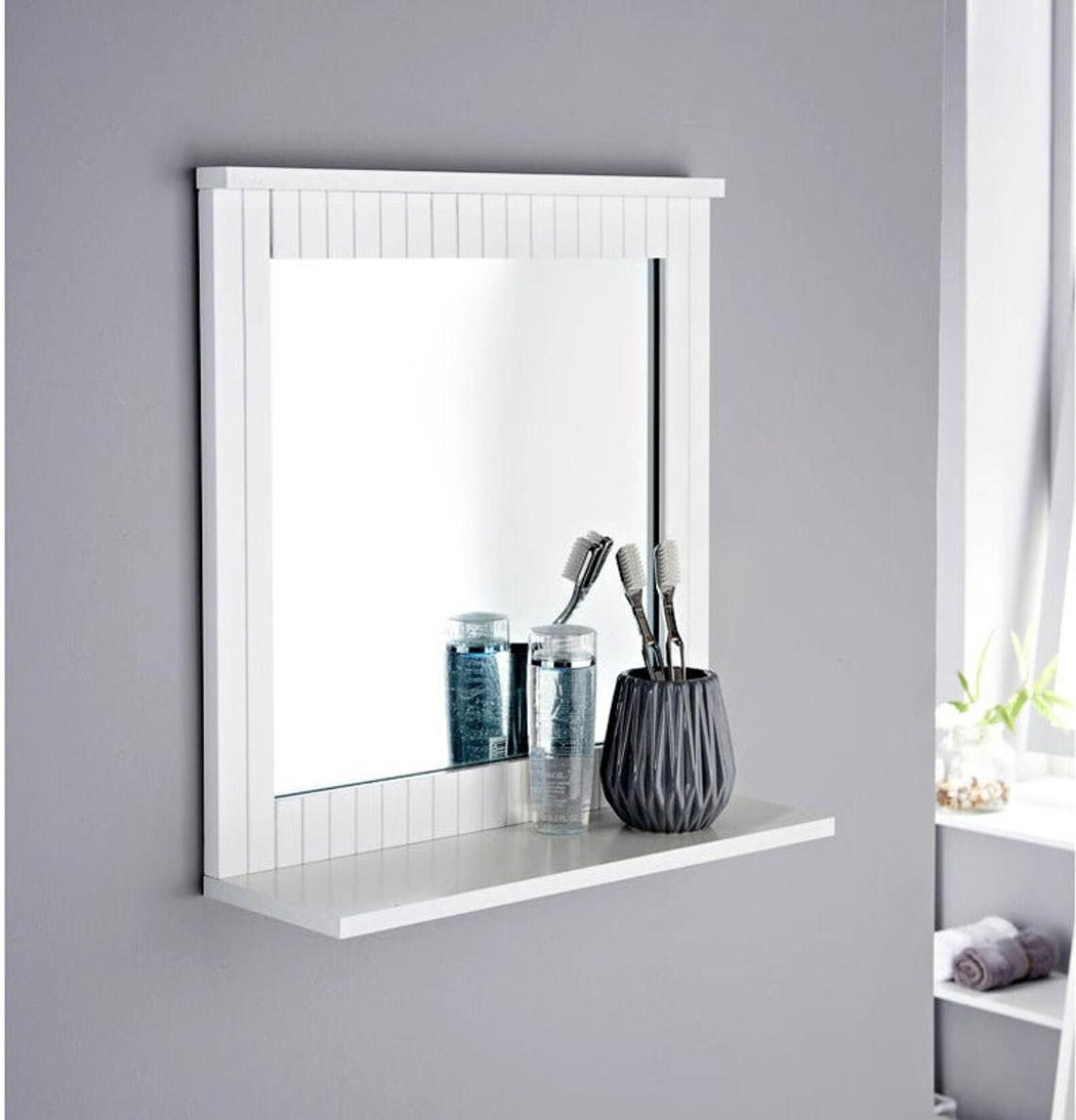 Maine White Bathroom Wood Frame Mirror Wall Mounted With Etsy UK