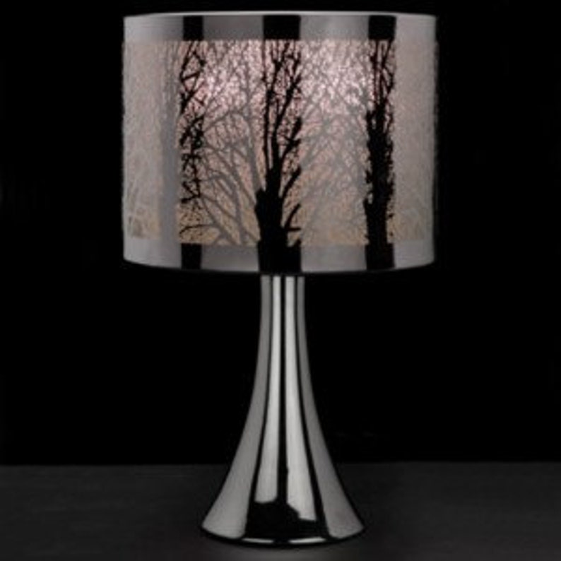 Silver Tree Scene Touch Lamp Silver Beautiful Bedside & Desk Etsy UK
