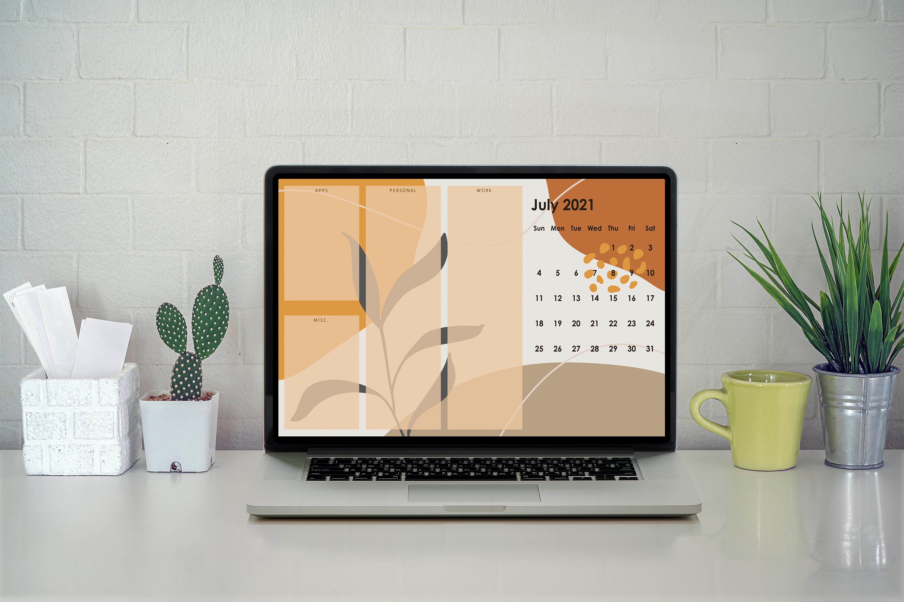 Abstrakte Neutral Desktop Wallpaper Organizer Organisation | Etsy