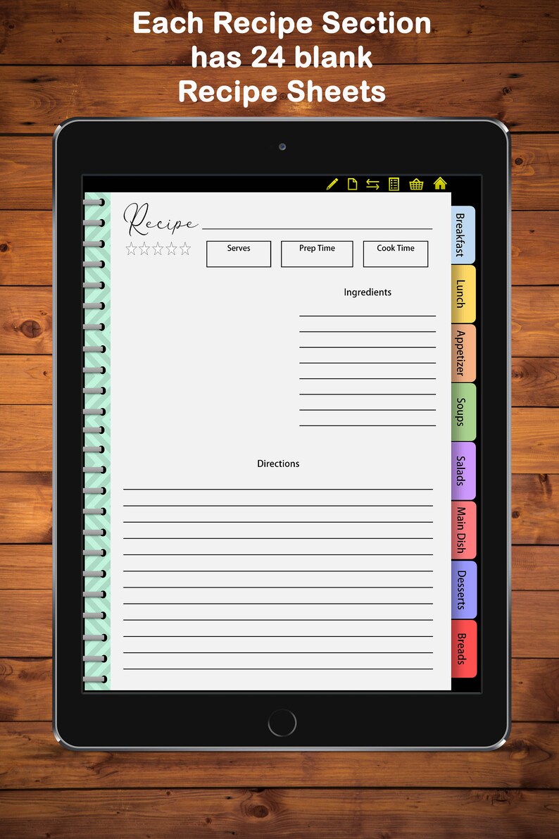 Digital Recipe Book Recipe Planner Digital Planner Etsy