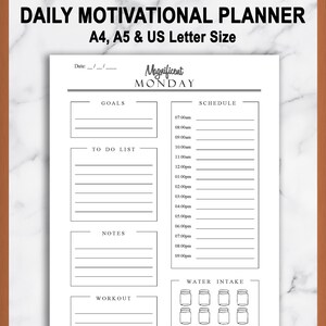 Daily Motivational Planner Printable Weekly Planner Day | Etsy