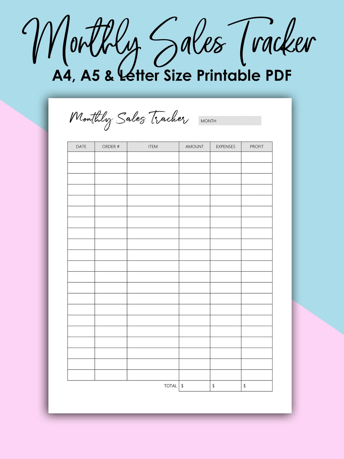 Monthly Sales Tracker Template