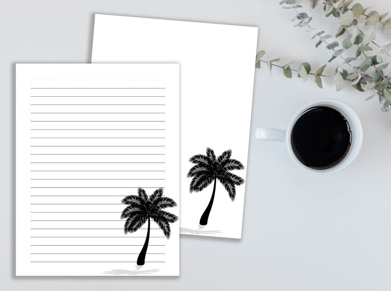 Palm Tree Printable Stationery Paper Printable Paper Note | Etsy