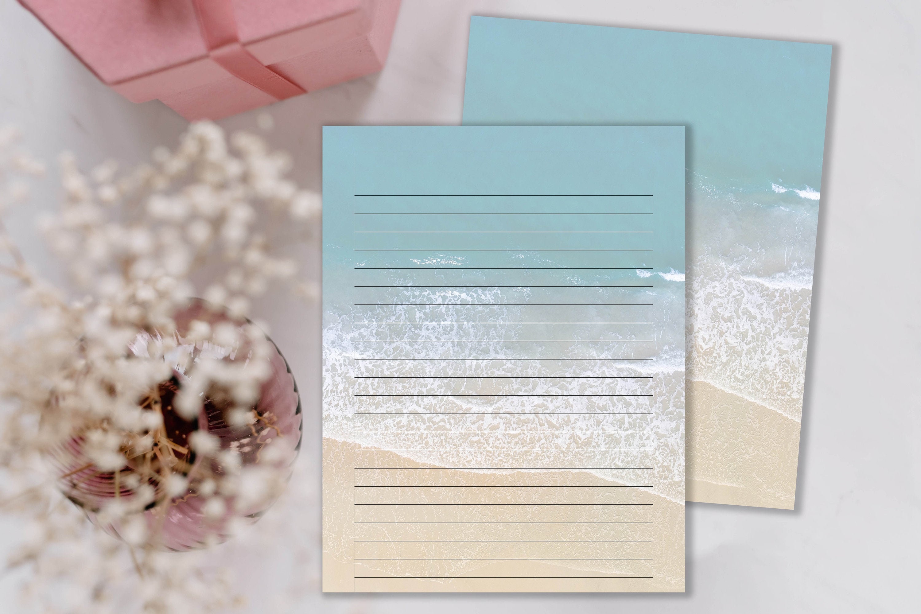 Beach Printable Stationery Paper Printable Paper Note | Etsy