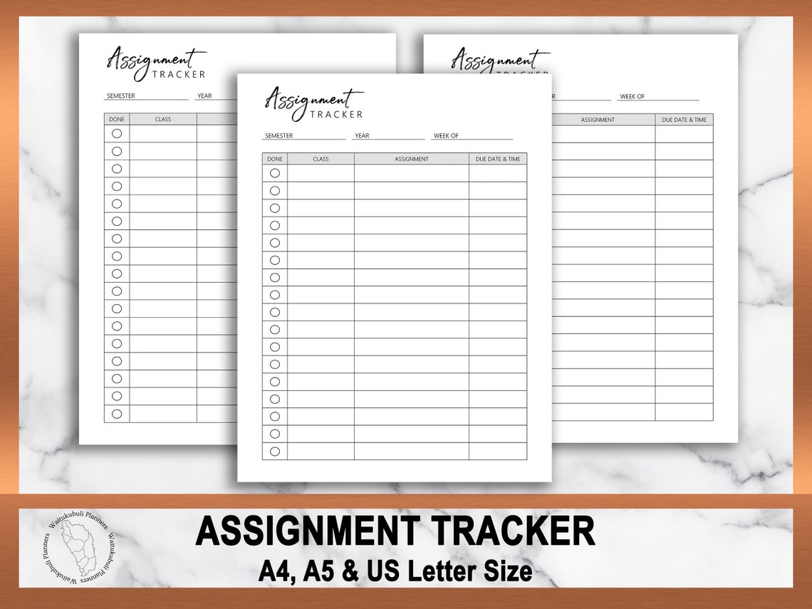assignment tracker notebook