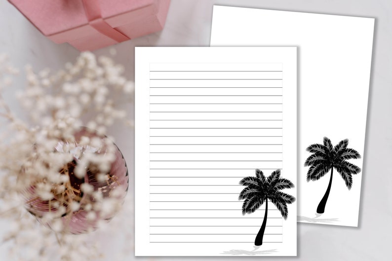 Palm Tree Printable Stationery Paper Printable Paper Note | Etsy
