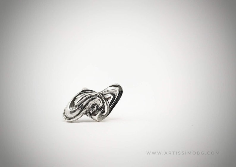 Unique Jewelry Thick Sterling Silver Art Deco Ring Asexual Statement Ring