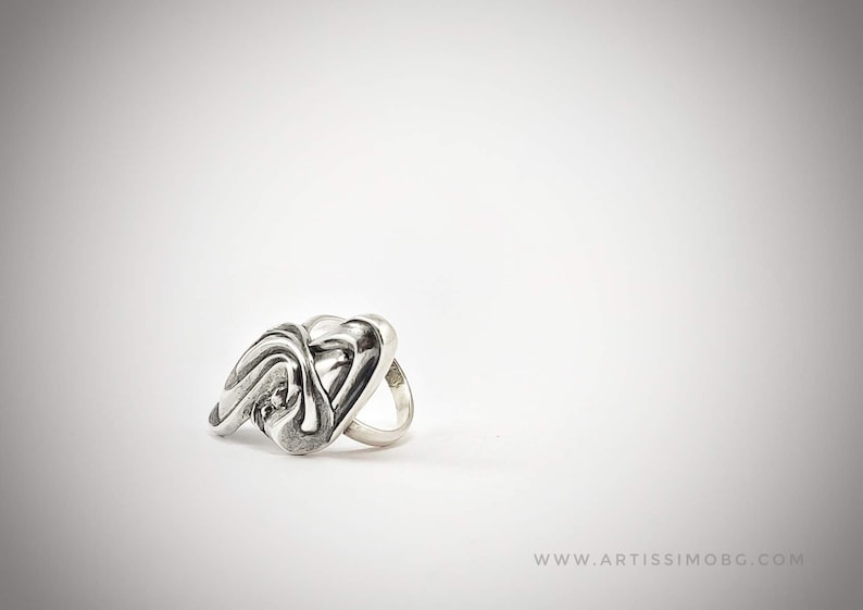 Unique Jewelry Thick Sterling Silver Art Deco Ring Asexual Statement Ring