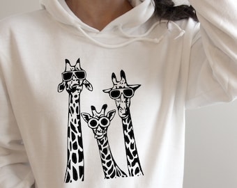 Giraffe Fleece Sweatshirt Unisex Pullover Sweater Animal Illustrations Gifts For Giraffe Lovers Sweatshirts Womens Sweaters Cute Giraffe