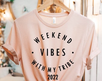 Vibraciones de fin de semana con mi tribu, camisa de viaje para niñas, camisa de vacaciones para niñas, viaje de fin de semana para niñas, camisa de vacaciones, camisa de modo vacay, modo vacay familiar
