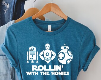 Rollin con la camisa Homies, camisas de Star Wars, camisa de Disney de Star Wars, camisa de Star Wars para hombres, camisa de Star Wars para mujeres