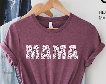 Leopard Print Mama Shirt, Cheetah Mama Shirt for Mother's Day, Gifts for Mom,  Cute Mama Gift for Mothers Day, Mama T Shirt
