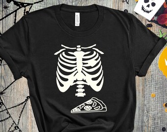 Skeleton Pizza Shirt, Halloween pizza shirt, Halloween t-shirt, Halloween Skeleton, Pizza skeleton Shirt, Pizza Shirt,