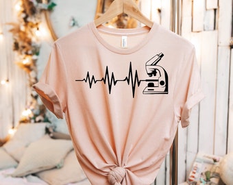 Microscope Heartbeat Shirt, Microscope Shirt, Scientist Shirt, Laboratory Shirt, Pathologist Shirt, Biology shirt, Biologist Shirt