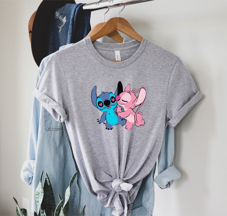 Stitch and Angel Shirt, Stitch Lovely Eyes Shirt, Lovers Tee, Lilo and Stitch Tee, Couples Shirt, Funny Stitch Tee, Disney Stitch Shirt image 4