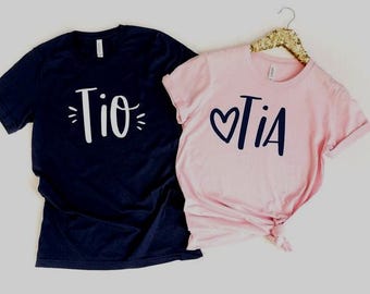 Tia and Tio Shirts - Gift For Aunt to be -  Uncle T-Shirt - Aunt Shirt - Auntie Tee - Uncle Shirt - Announcement Pregnancy - New Aunt