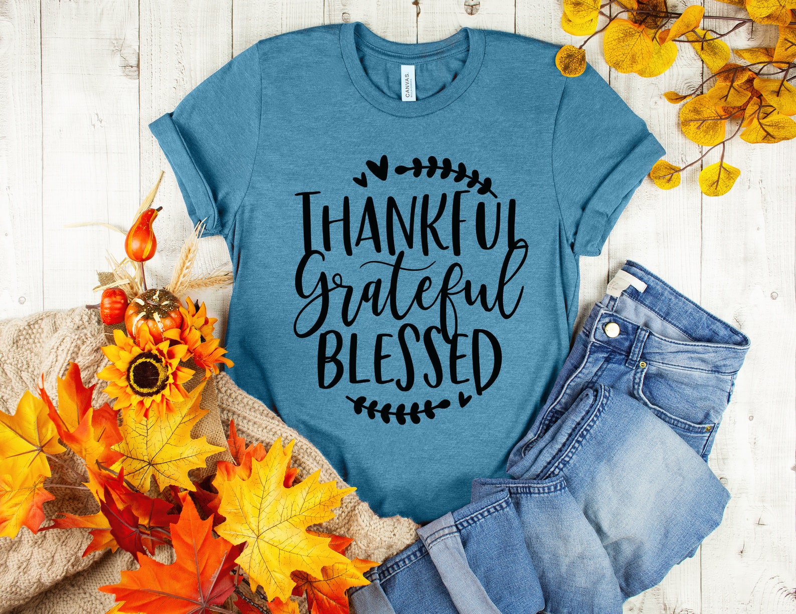 Thankful Grateful Blessed Shirt Thanksgiving Gift